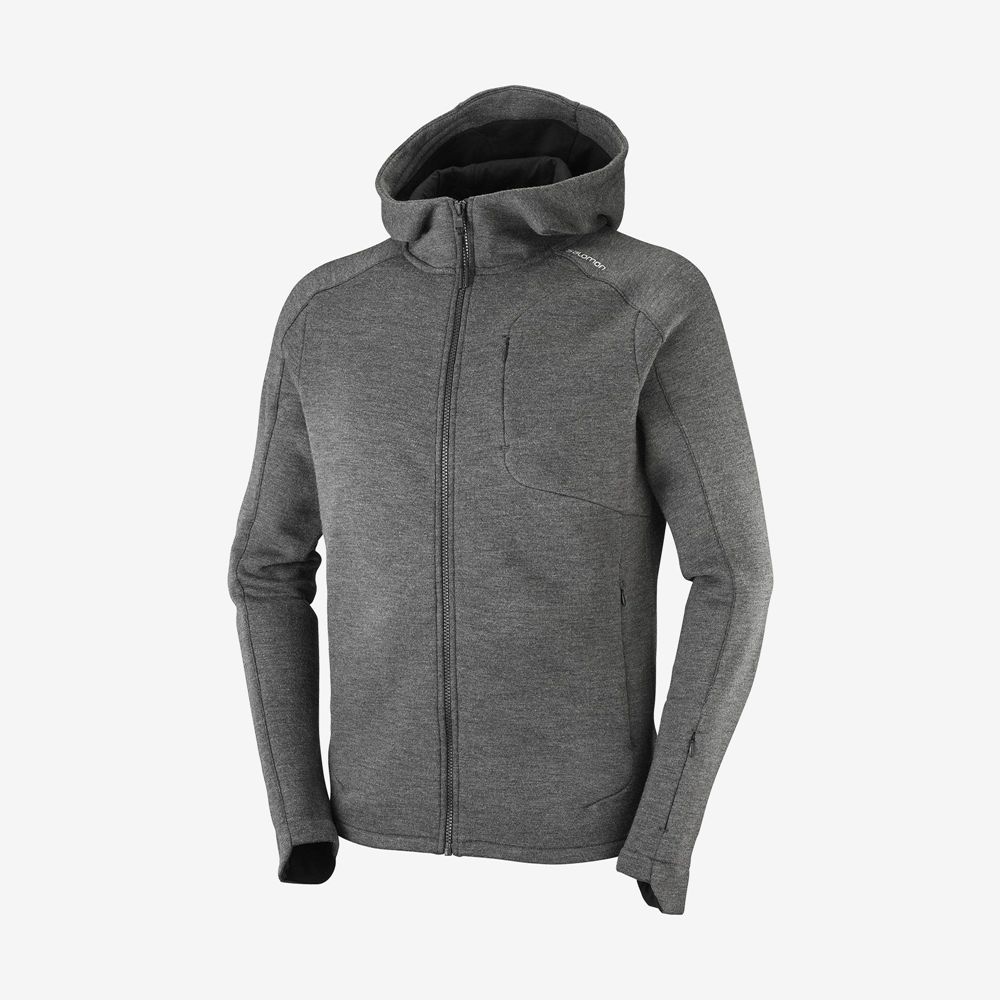 SALOMON OUTLIFE TECH LS FZ MID HOODIE M Philippines - Men's Midlayers - Mid Grey | 647501-FLA